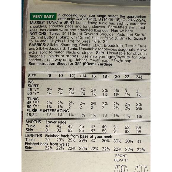 Butterick Sewing pattern 6562 suit blazer tiered drop waist skirt size 8 10 12 - Picture 4 of 5